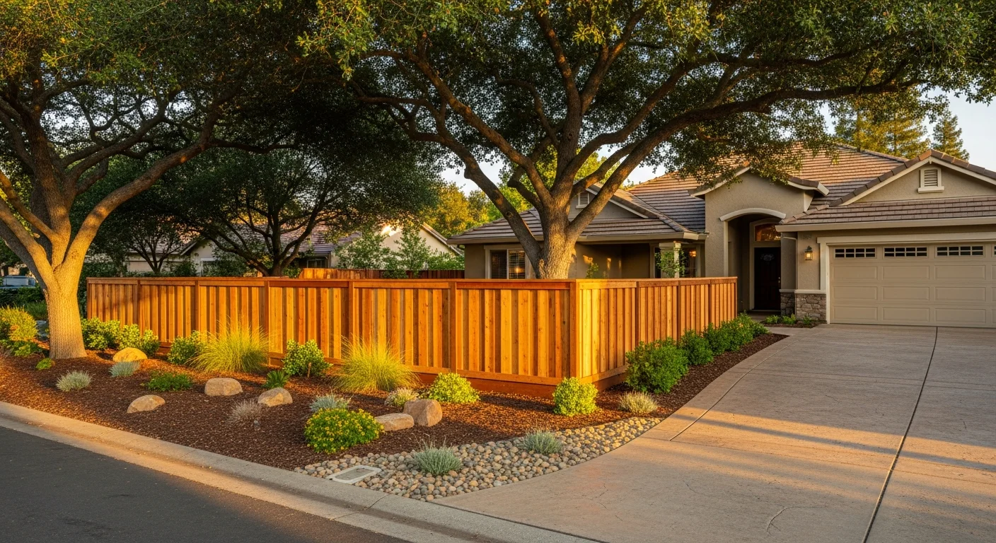 Suburban Orangevale home with mature landscaping and residential driveway in afternoon light.